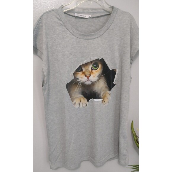 Miss Look Cat Sleeveless Tee Size M - Picture 1 of 5